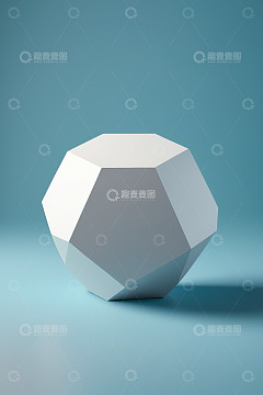 蓝色背景白色几何立体模型