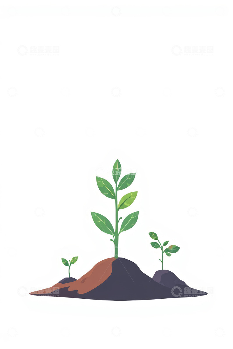 高清大图下载【趣麦麦图】卡通植物幼苗生长插画