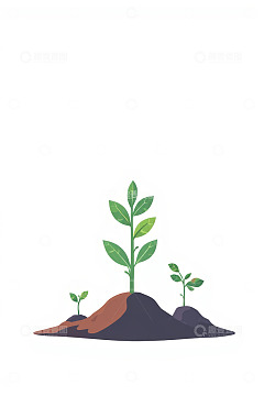 卡通植物幼苗生长插画