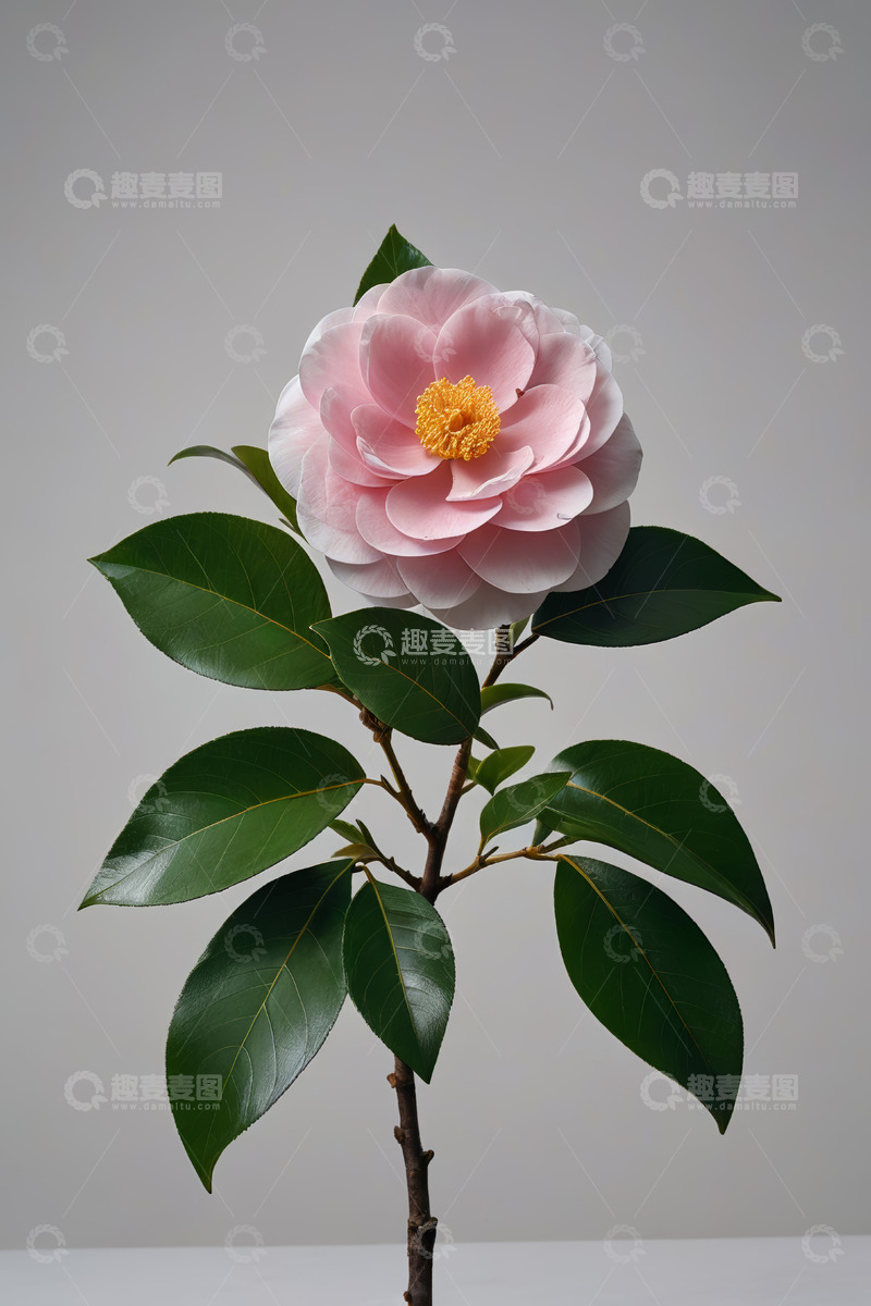 高清大图下载【趣麦麦图】粉色山茶花特写