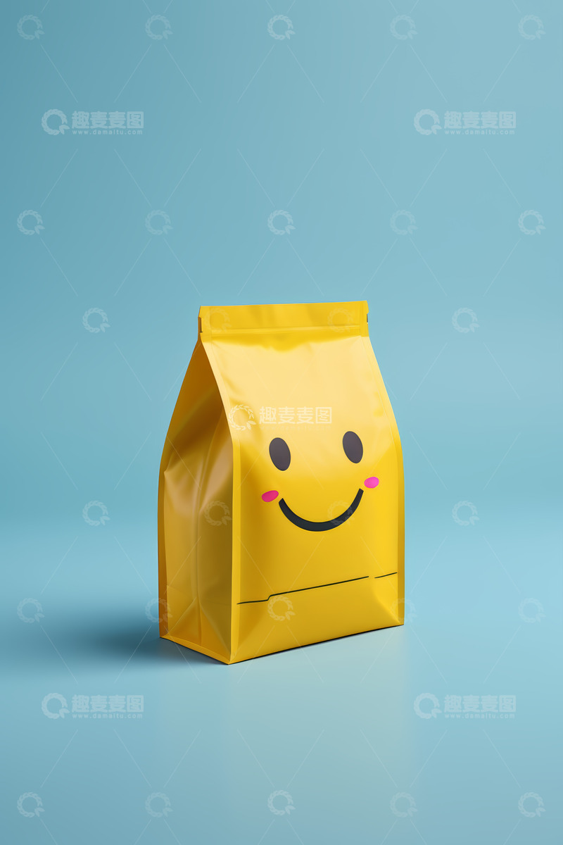 高清大图下载【趣麦麦图】黄色笑脸图案包装袋