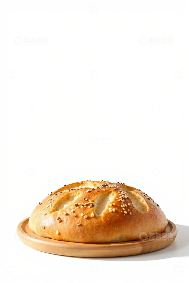 高清大图下载【趣麦麦图】木盘上的美味芝麻面包