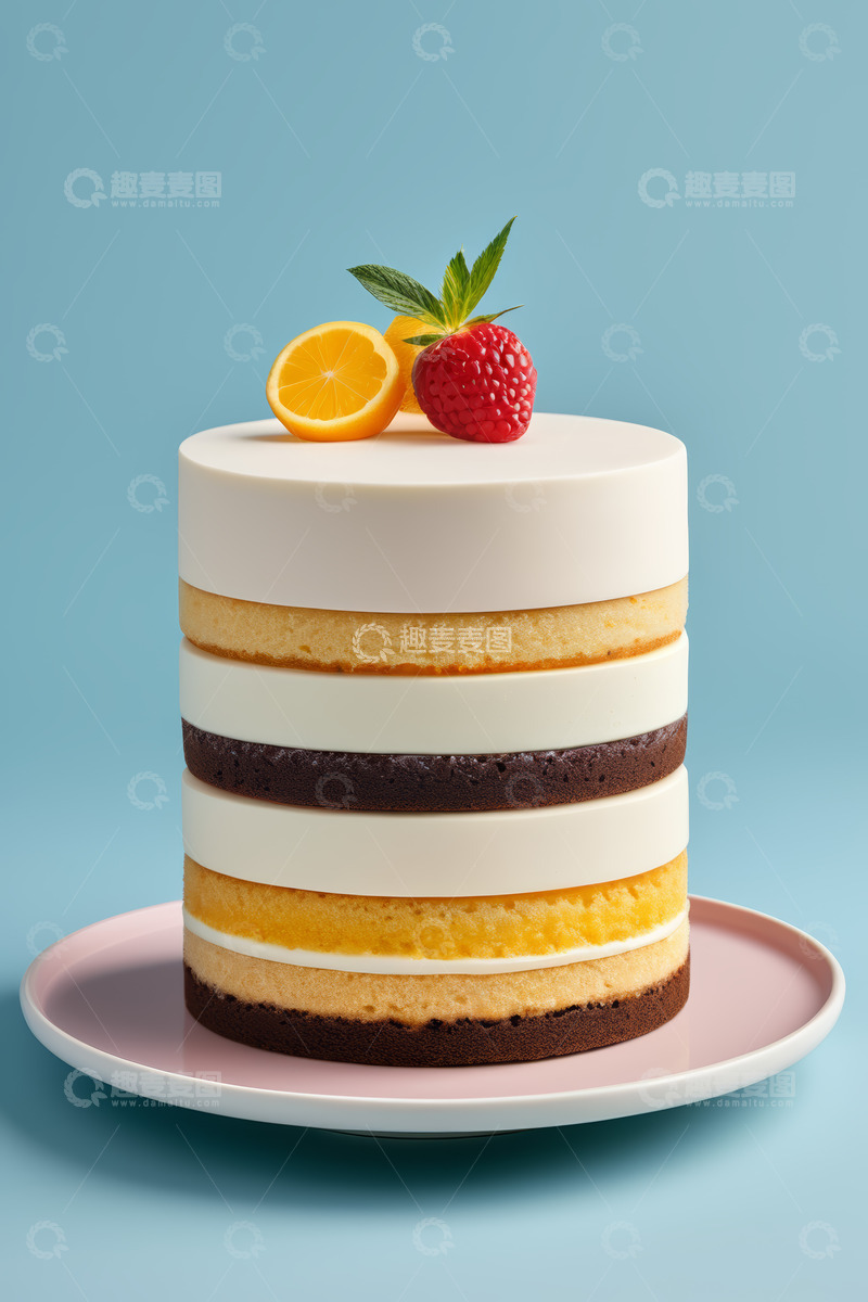 高清大图下载【趣麦麦图】多层水果装饰美味蛋糕