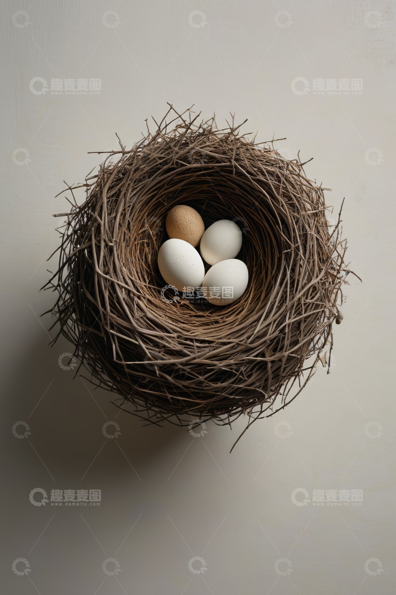 高清大图下载【趣麦麦图】鸟巢中的鸡蛋特写