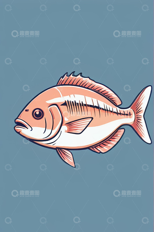 卡通风格单尾鱼插画素材