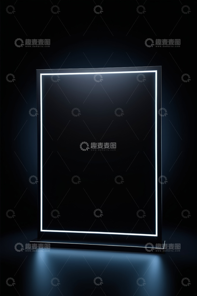高清大图下载【趣麦麦图】黑色背景发光矩形展示框