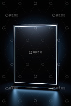 黑色背景发光矩形展示框