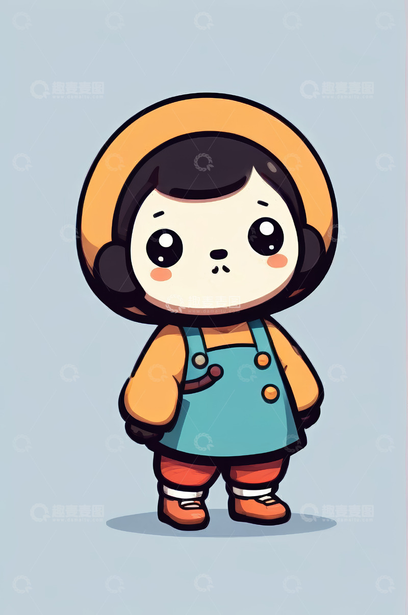 高清大图下载【趣麦麦图】可爱卡通小女孩站立形象
