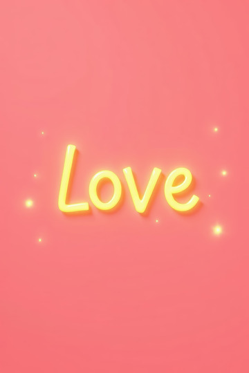粉色背景上的立体发光love文字