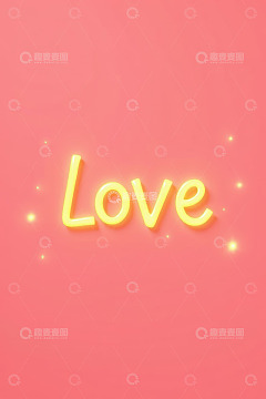 粉色背景上的立体发光love文字