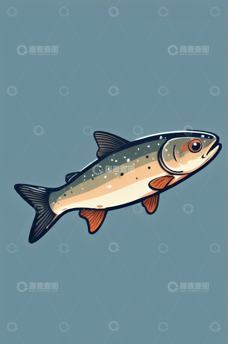 高清大图下载【趣麦麦图】卡通风格鱼插画素材