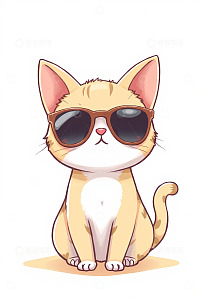 戴墨镜的卡通小猫