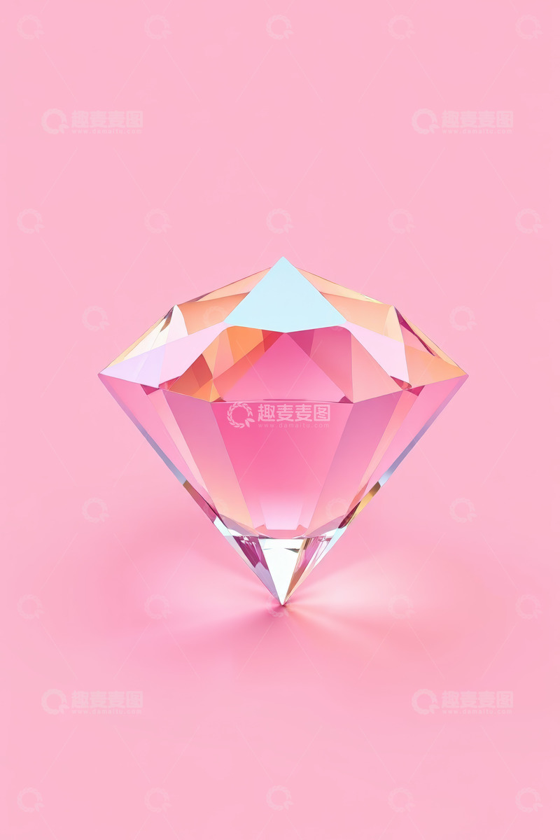 高清大图下载【趣麦麦图】粉色背景上的钻石素材