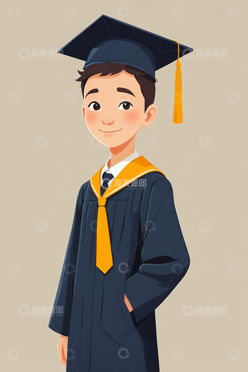 高清大图下载【趣麦麦图】穿着学士服的男孩