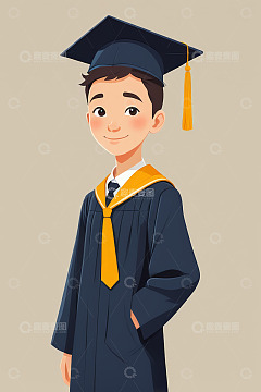 穿着学士服的男孩