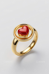 金色心形宝石戒指特写
