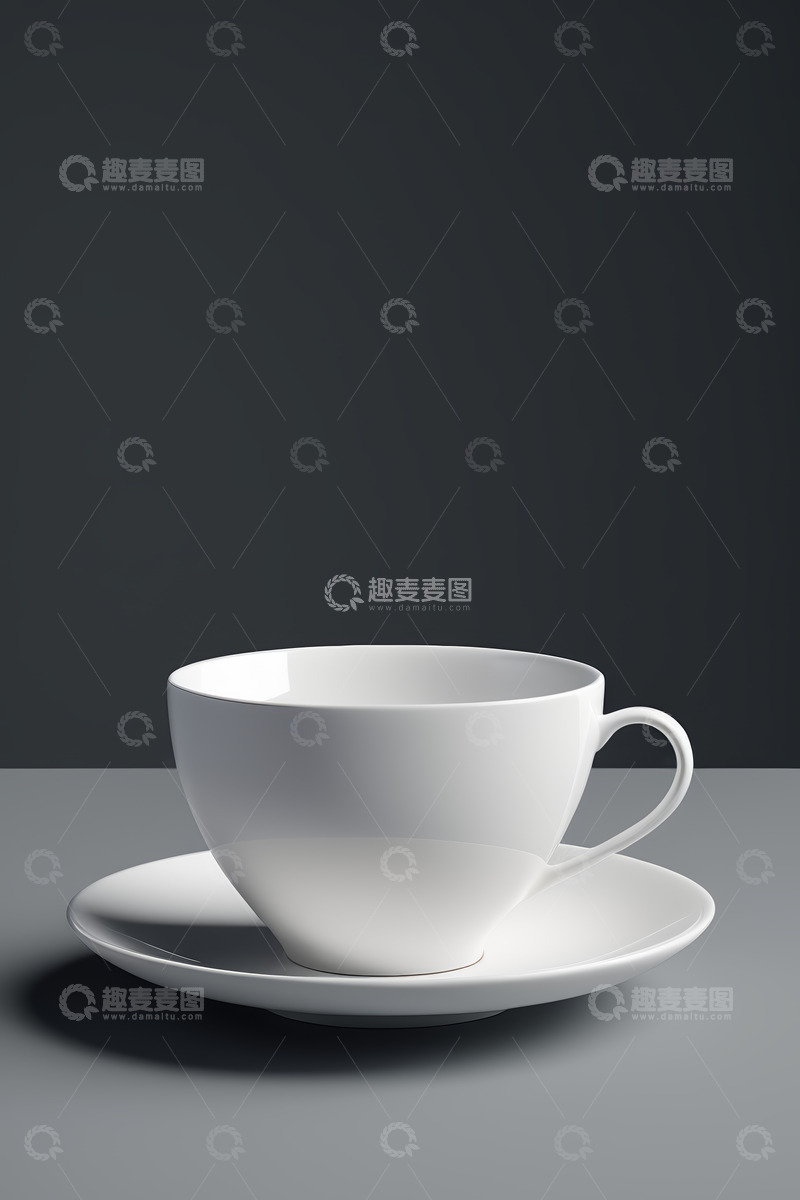 高清大图下载【趣麦麦图】-白色咖啡杯碟静物特写