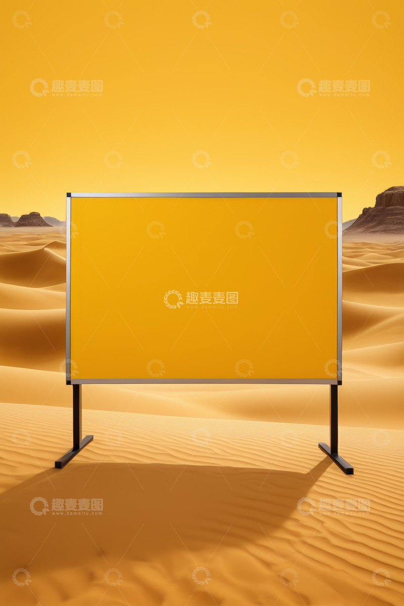 高清大图下载【趣麦麦图】沙漠中的空白展示板