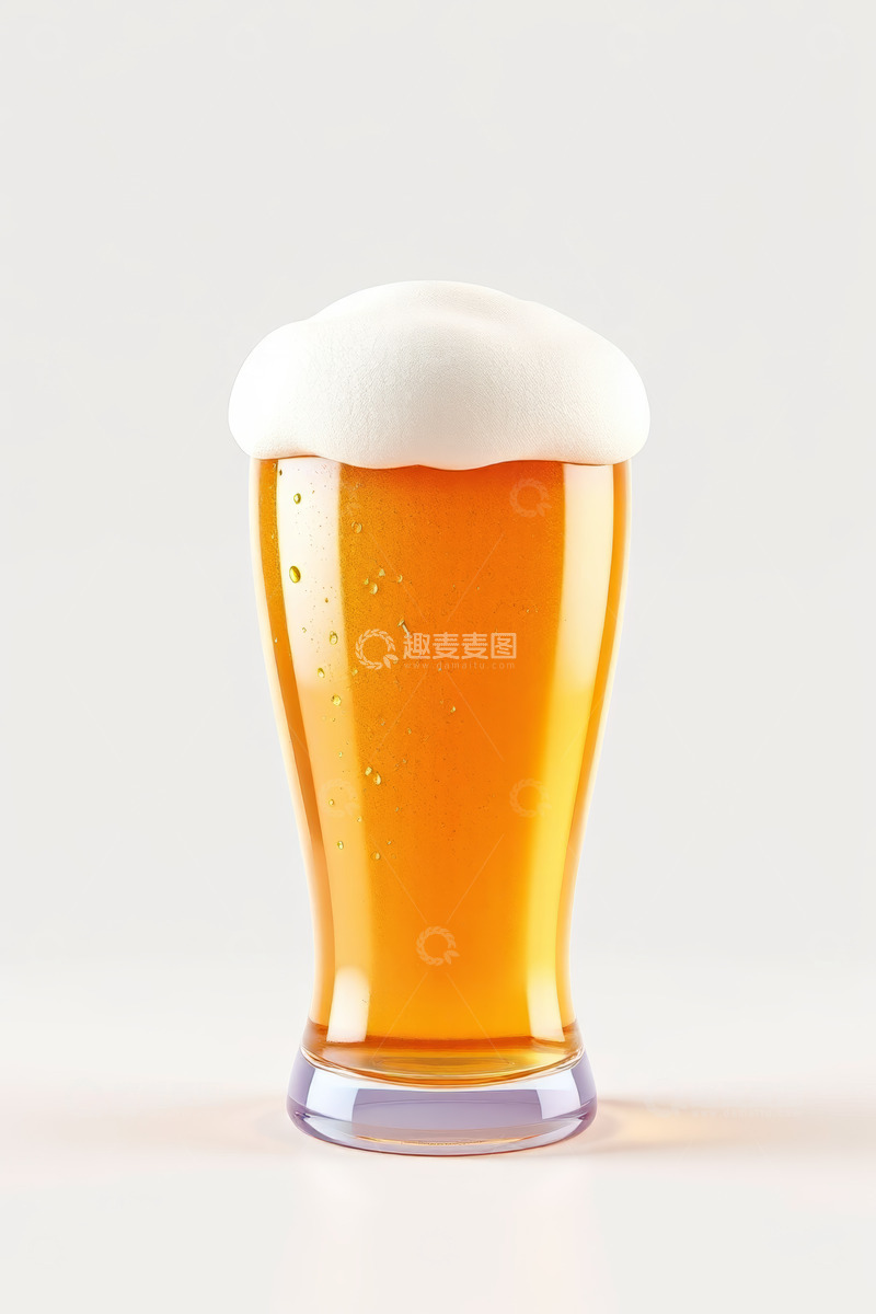 高清大图下载【趣麦麦图】满杯泡沫的金黄色啤酒