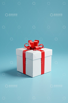 蓝色背景下的白色礼物盒