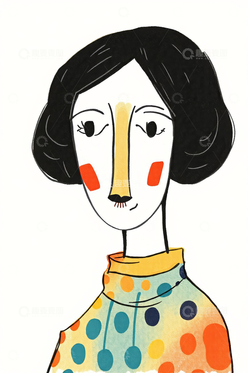 高清大图下载【趣麦麦图】卡通风格女性人物插画