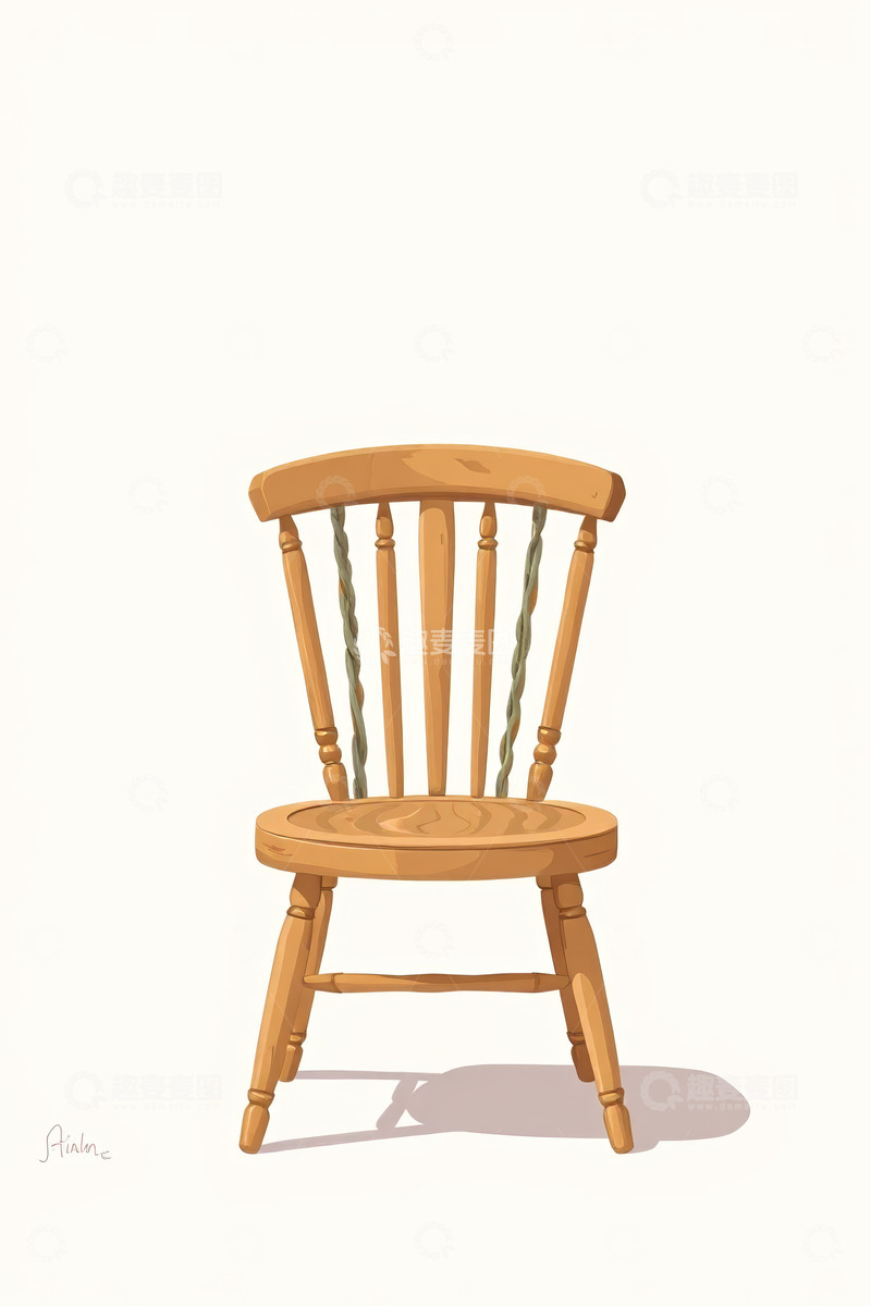 高清大图下载【趣麦麦图】简约木质椅子插画