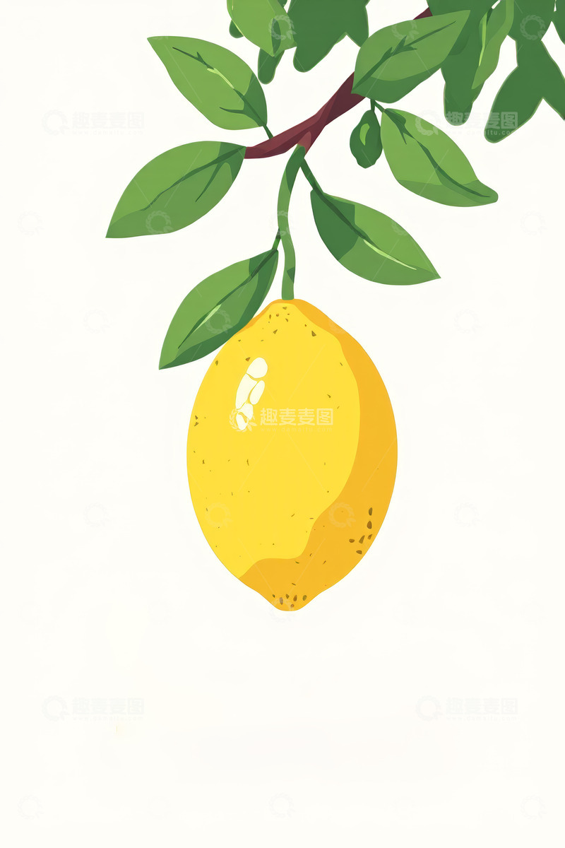 高清大图下载【趣麦麦图】挂在枝头的黄色柠檬
