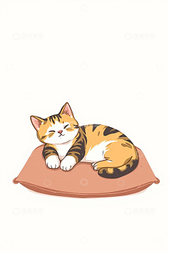 趴着休息的花猫插画素材