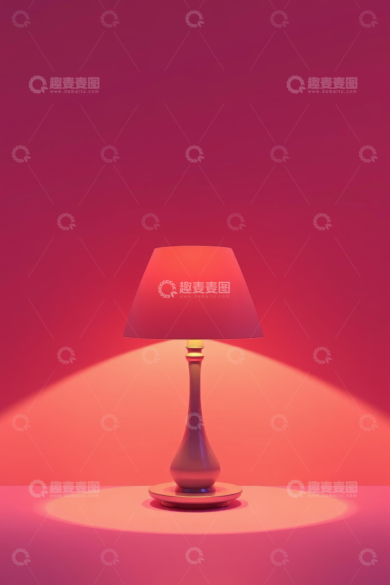 高清大图下载【趣麦麦图】红色背景台灯静物