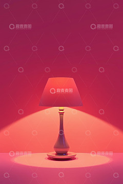 红色背景台灯静物