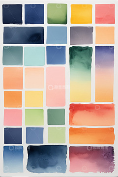 多彩水彩色块素材