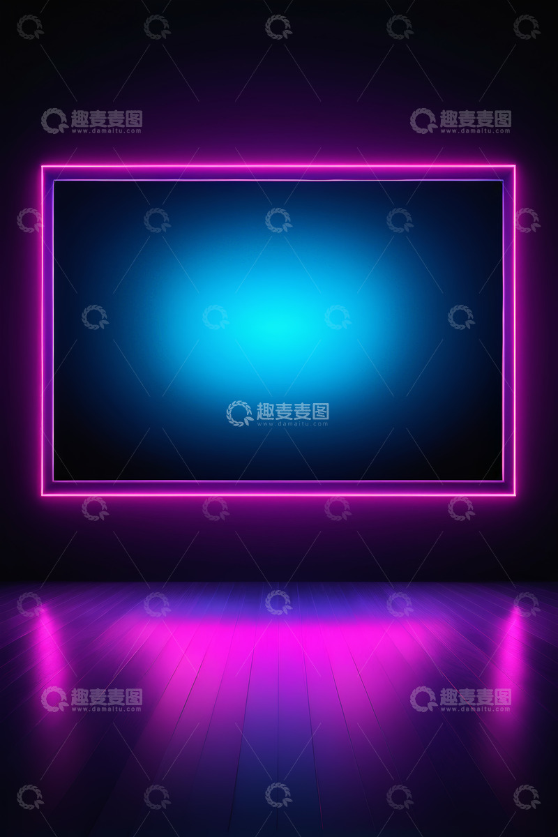 高清大图下载【趣麦麦图】紫色霓虹边框的屏幕背景