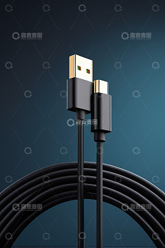 黑色USB与Type,-,C接口数据线