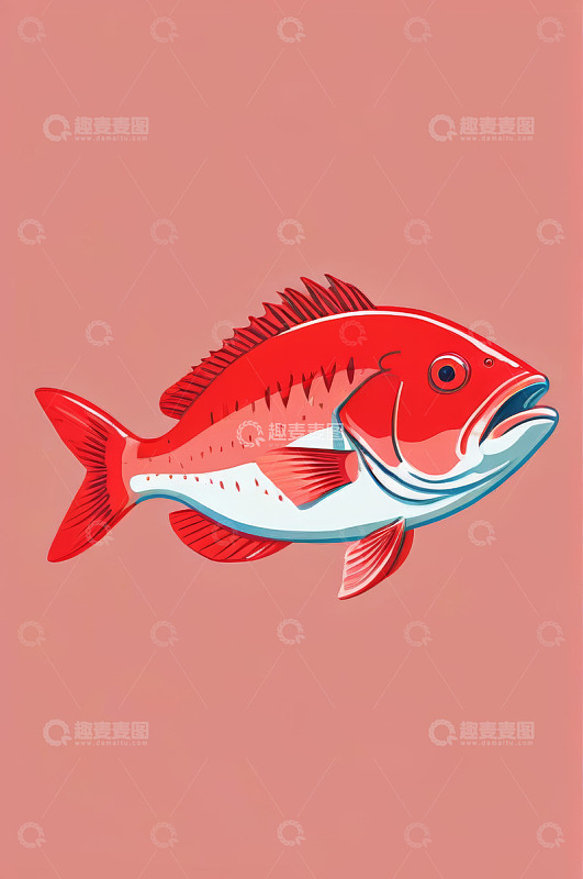 红色鱼类插画