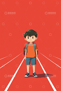 跑道上背着书包的男孩动画图