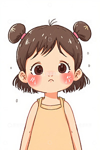 小女孩委屈表情插画