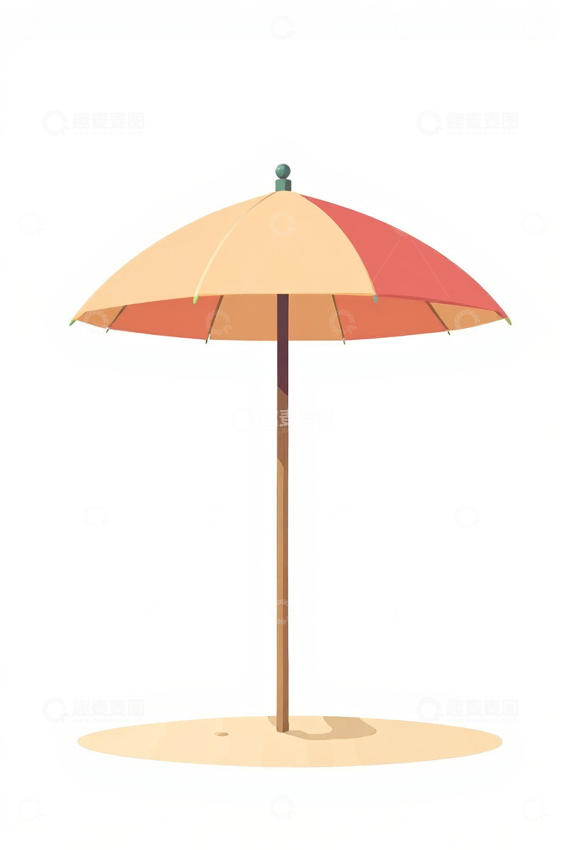 高清大图下载【趣麦麦图】沙滩上的遮阳伞插图