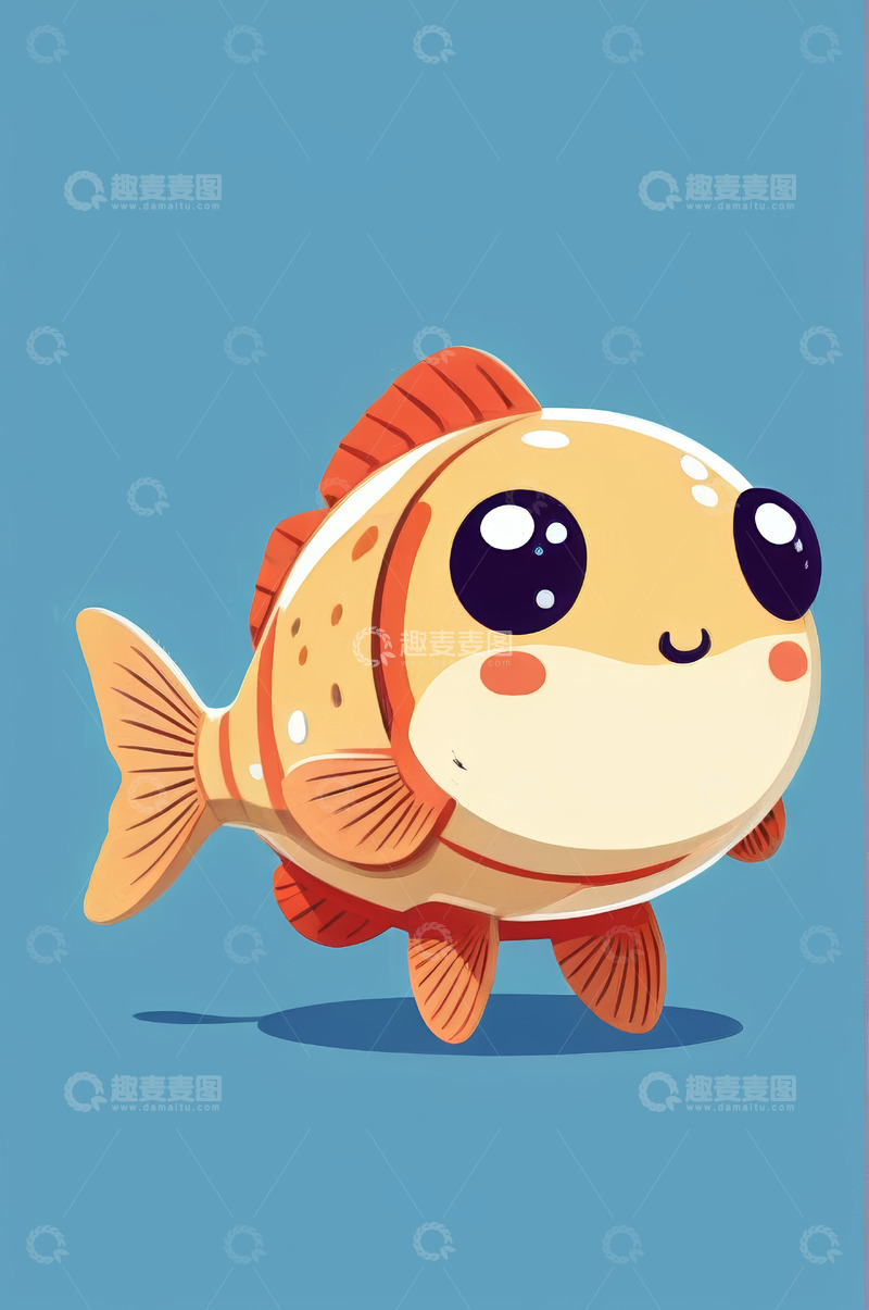 高清大图下载【趣麦麦图】卡通风格可爱金鱼插画