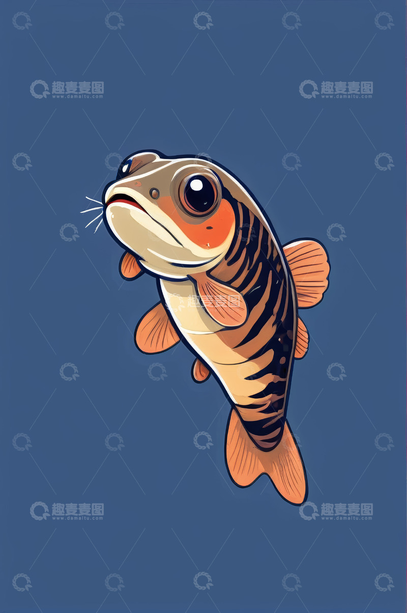 高清大图下载【趣麦麦图】卡通风格鱼插画素材