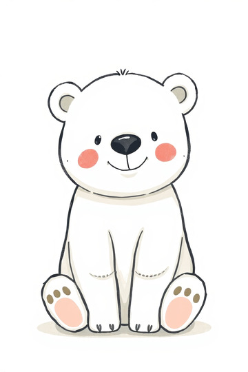 可爱卡通北极熊坐立形象