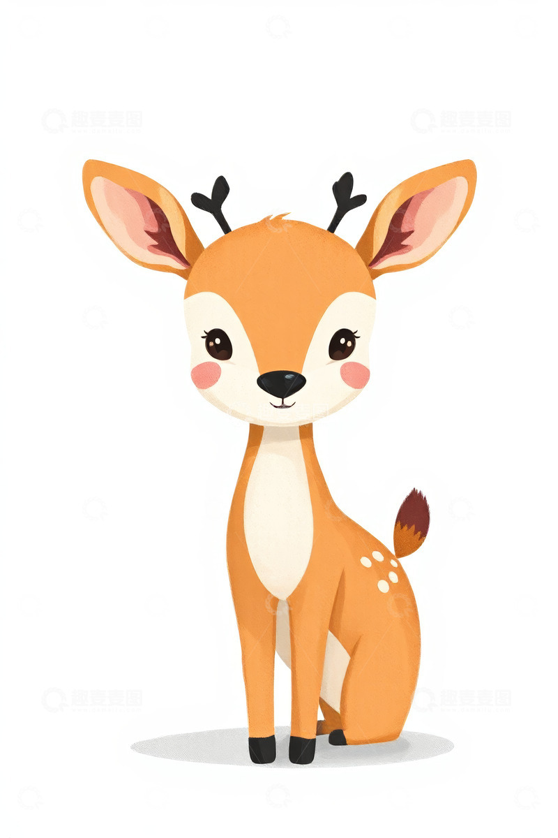 高清大图下载【趣麦麦图】卡通小鹿插画