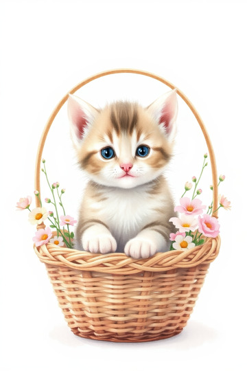 花篮中小猫可爱形象