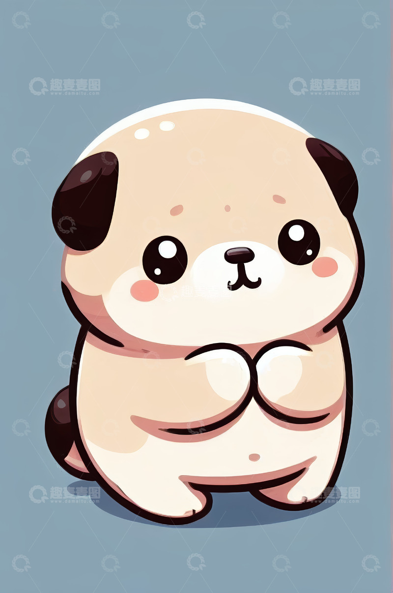 高清大图下载【趣麦麦图】可爱卡通小狗双手合十形象