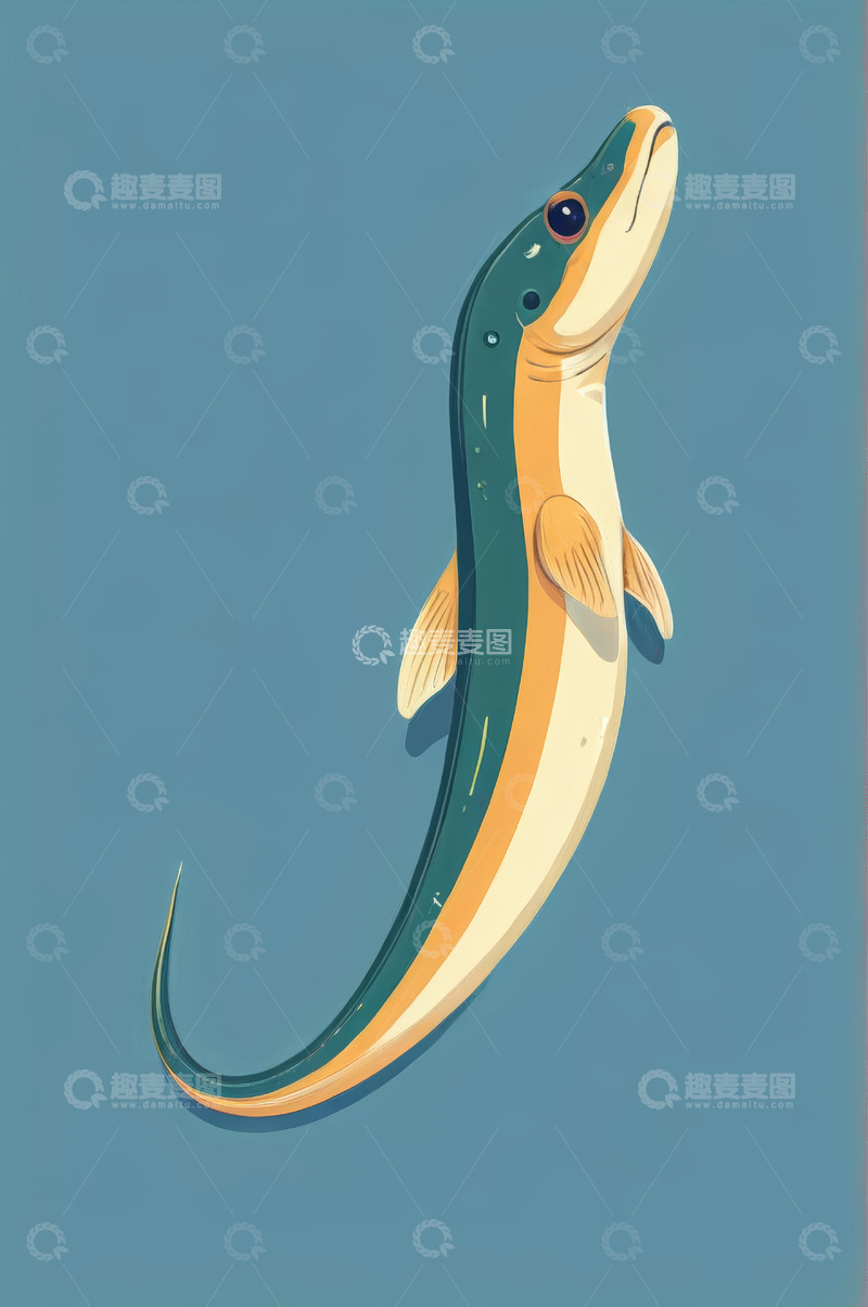 高清大图下载【趣麦麦图】卡通风格海洋鱼类插画