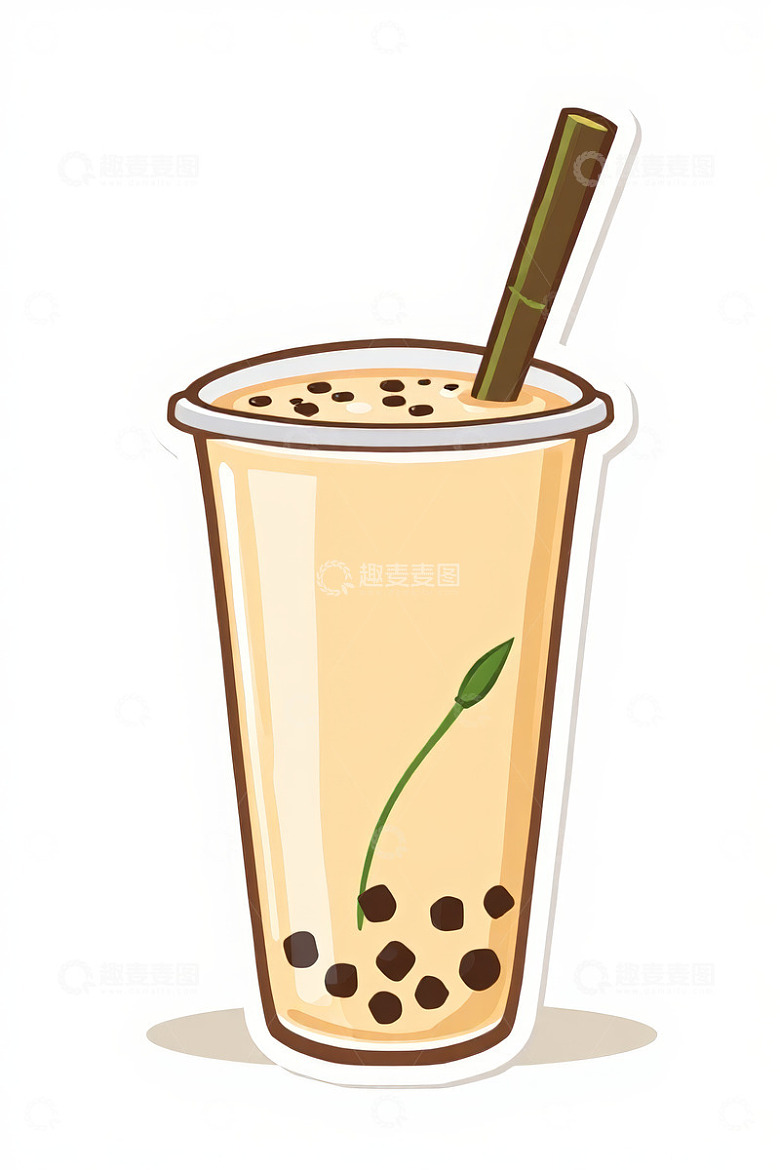 卡通风格珍珠奶茶插画