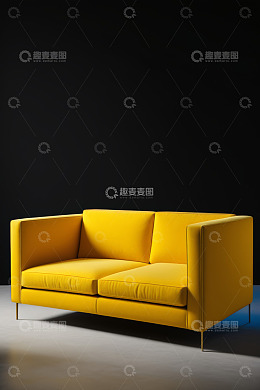 现代黄色双人沙发展示