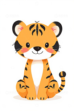可爱卡通老虎形象插画