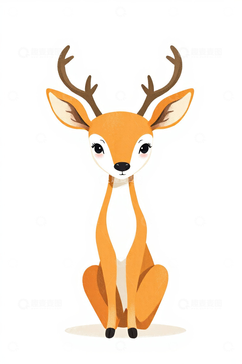 高清大图下载【趣麦麦图】卡通小鹿插画素材