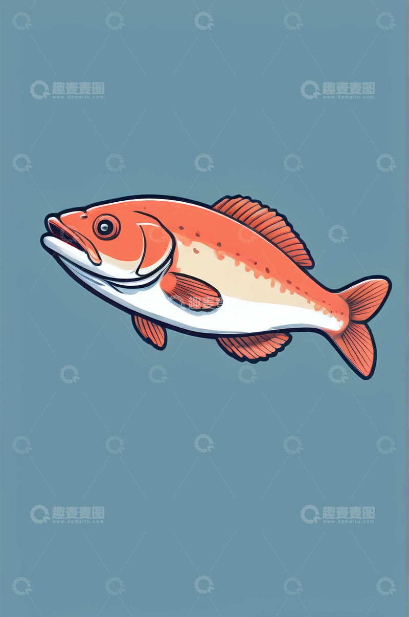 高清大图下载【趣麦麦图】卡通风格红色鱼插画