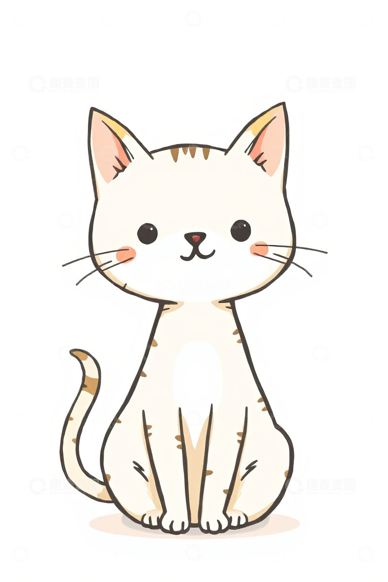 高清大图下载【趣麦麦图】卡通小猫坐姿形象素材